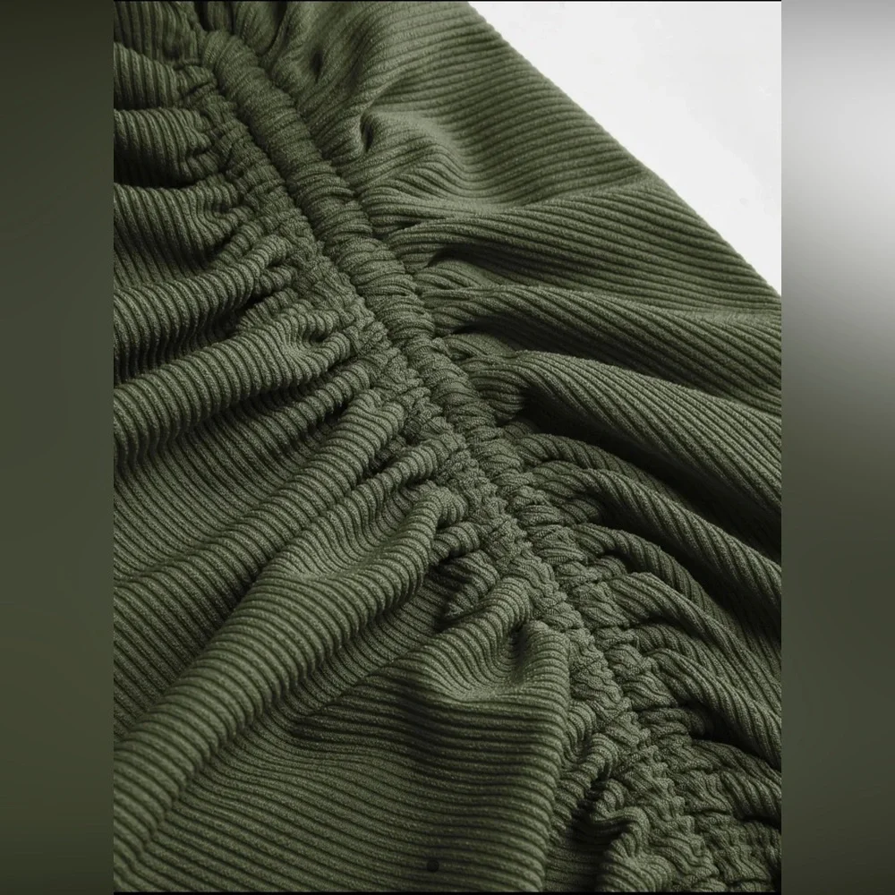 NWT Ribbed Button Drawstring Midi Dress - Picture 4 of 8